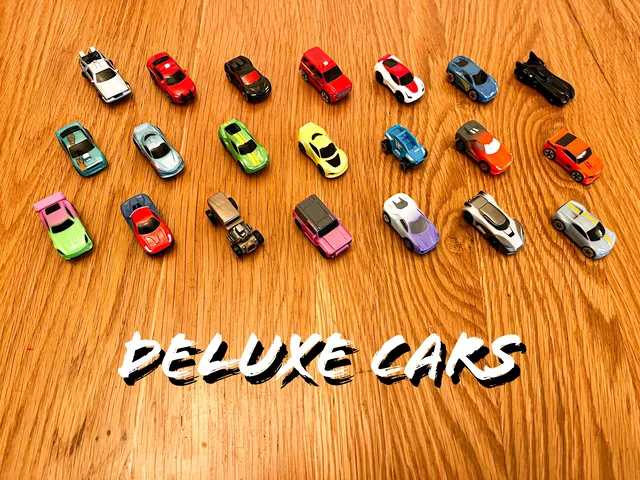 The header images reads 'Deluxe Cars' displaying all kinds of purchasable miniature vehicles above burned-in text.